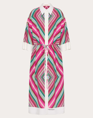 Abito Midi In Crepe De Chine Valentino Rhombus 75 Foulard 