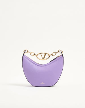 Mini Hobo Vlogo Moon Bag  In Vitello Granato Con Catena