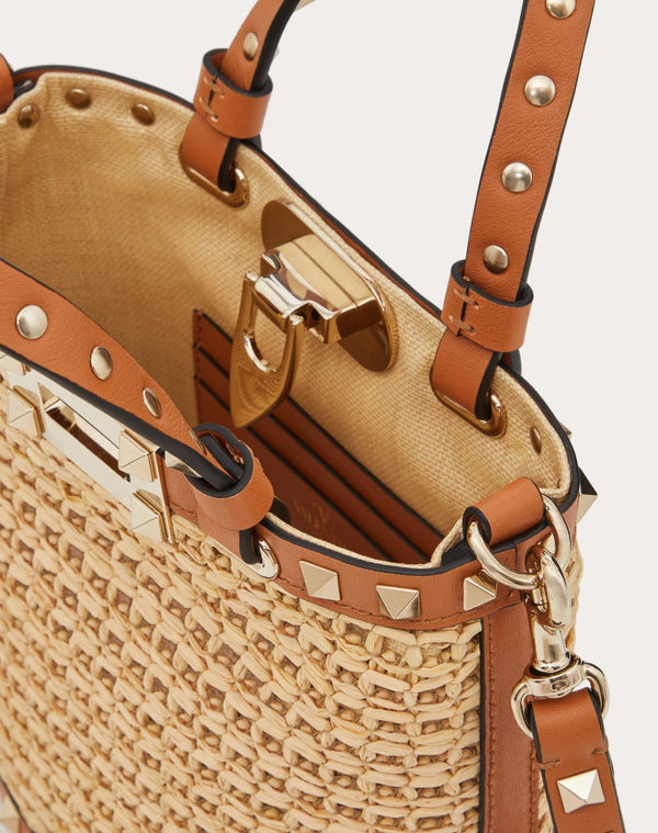 Mini Borsa Con Tracolla Rockstud In Rafia