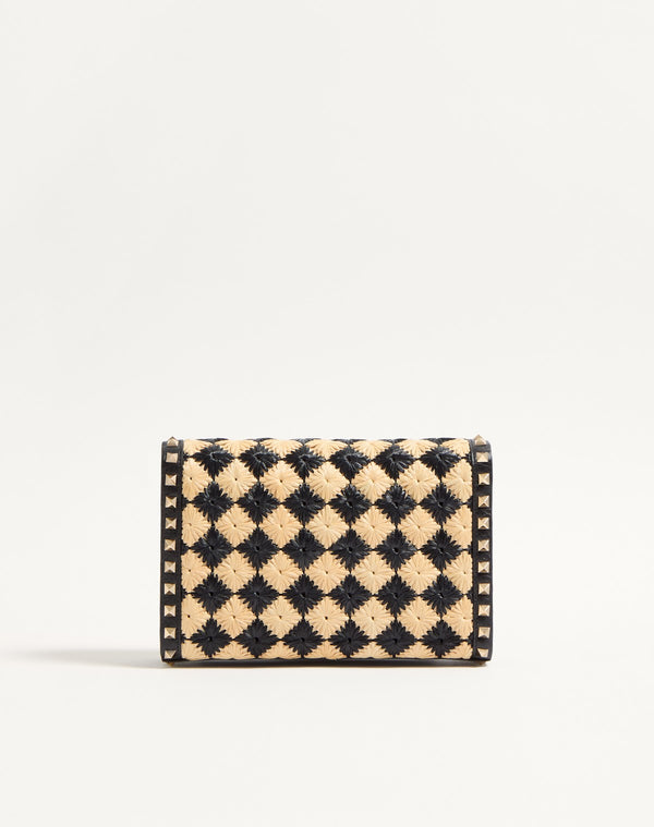 Borsa Piccola A Tracolla Valentino Garavani Rockstud Ricamata In Rafia