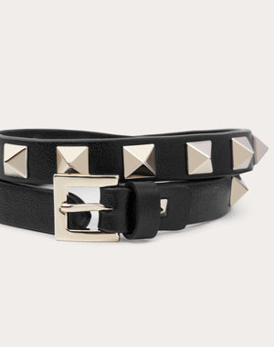 Bracciale Rockstud In Vitello A Doppio Giro