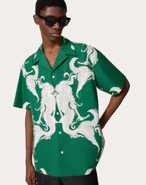 Camicia Da Bowling In Popeline Di Cotone Con Stampa Metamorphos Siren
