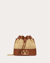 Mini Secchiello Con Catena Vlogo Signature In Rafia