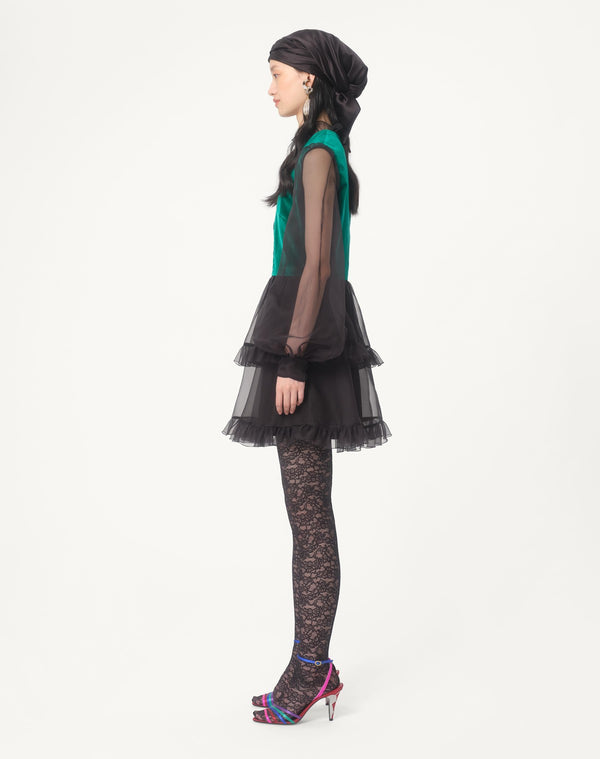 Abito Corto In Organza Ricamato