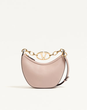 Mini Hobo Vlogo Moon Bag  In Vitello Granato Con Catena