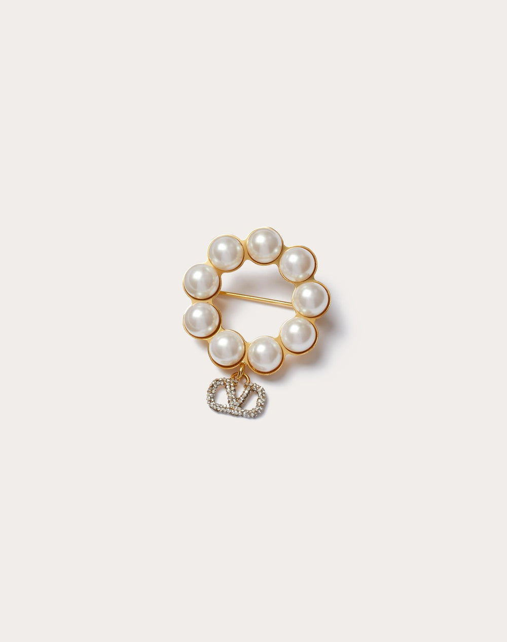 Spilla Vlogo Signature In Metallo, Perla E Cristalli Swarovski®