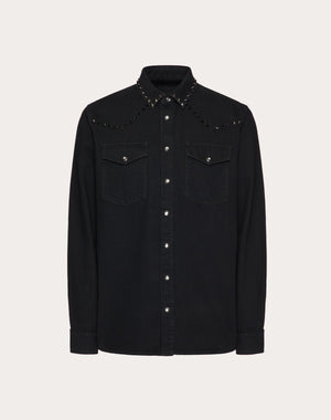 Camicia In Denim Con Borchie Black Untitled