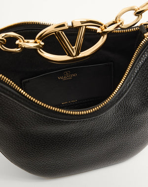 Mini Hobo Vlogo Moon Bag  In Vitello Granato Con Catena