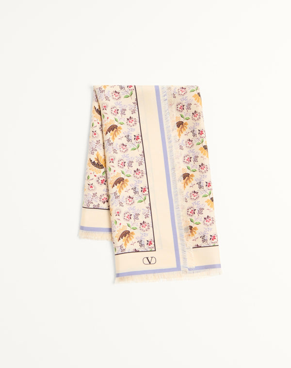 Foulard Papier Floral In Seta