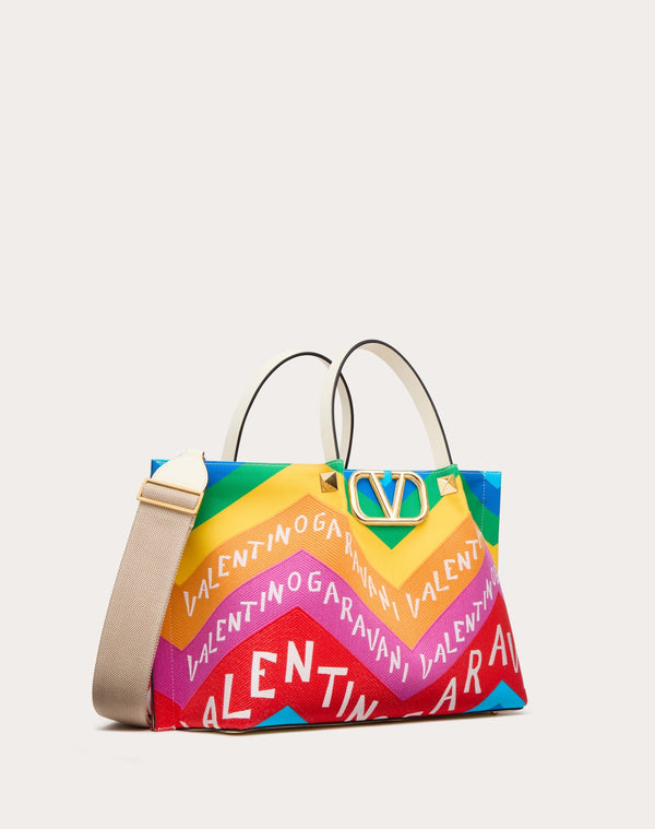 Borsa Shopping Media Valentino Garavani Escape In Canvas Con Stampa Chevron24