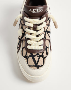 Sneaker Low-Top One Stud XL In Nappa E Tessuto Toile Iconographe