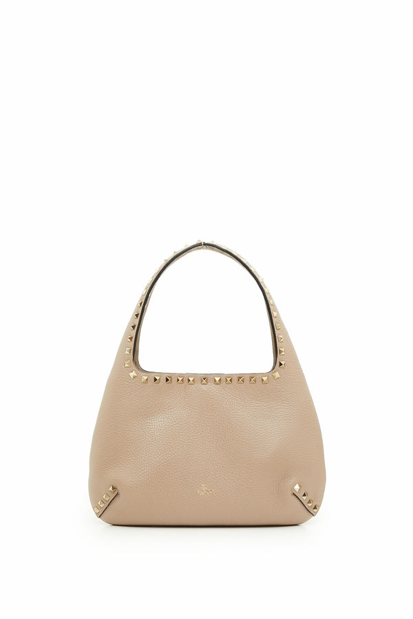 BORSA HOBO PICCOLA ROCKSTUD IN VITELLO GRANATO