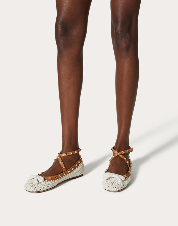 Ballerina Rockstud Con Ricamo Crochet