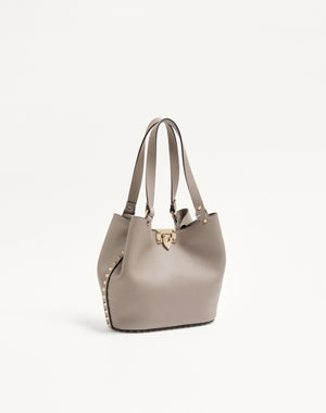 BORSA SHOPPING PICCOLA ROCKSTUD IN VITELLO GRANATO