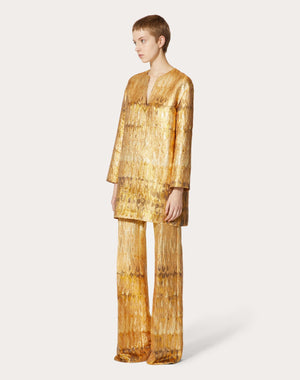 Pantaloni In Broccato Valentino Golden Wings 