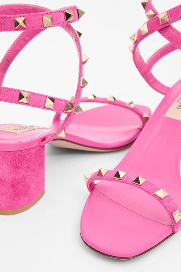 SANDALO ROCKSTUD IN CAMOSCIO CON CINTURINI 60MM