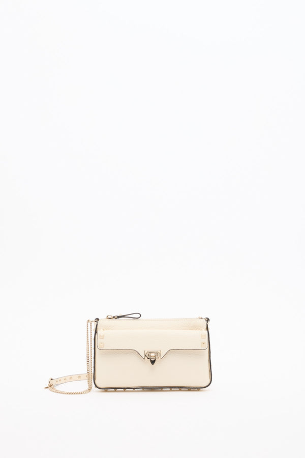 POUCH CON CATENA ROCKSTUD IN VITELLO GRANATO