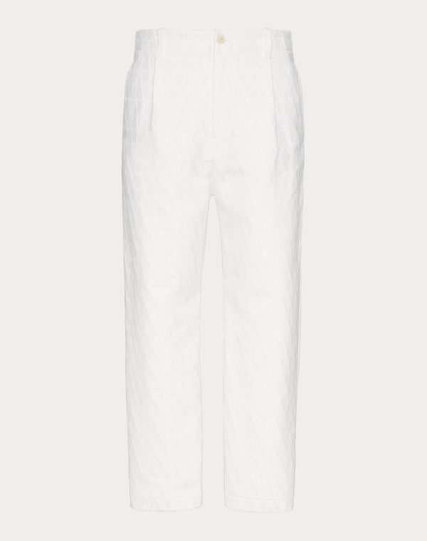 Pantalone In Canvas Di Cotone Con Motivo Toile Iconographe