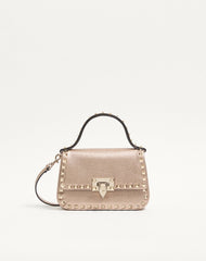Borsa Piccola A Mano Rockstud In Vitello Granato Laminato