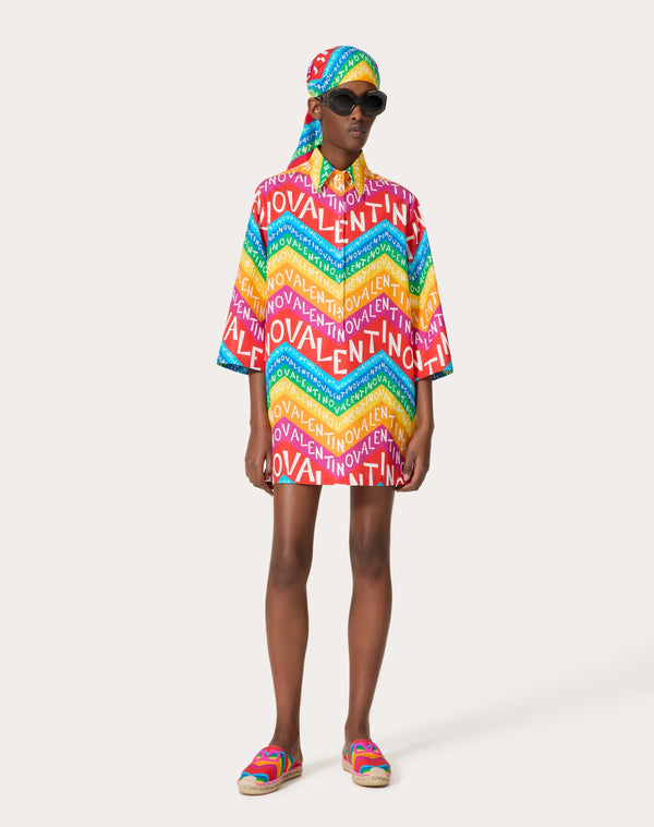 Abito Corto In Popeline Valentino Chevron 24 