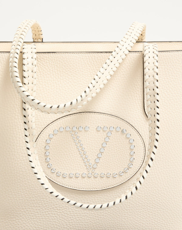 Borsa Shopping Valentino Garavani Nellcôte In Vitello Granato