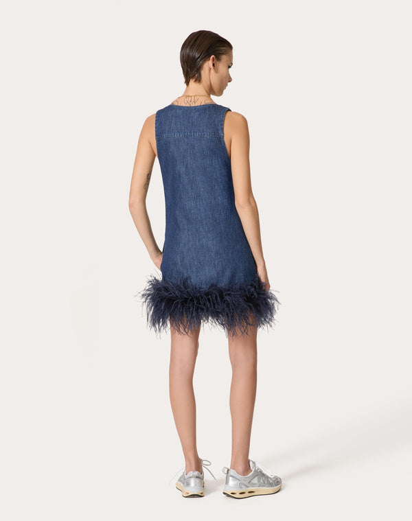 Abito Corto In Chambray Denim 