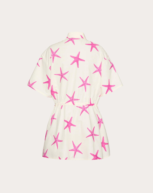 Abito Corto Chemisier In Cotton Popeline 