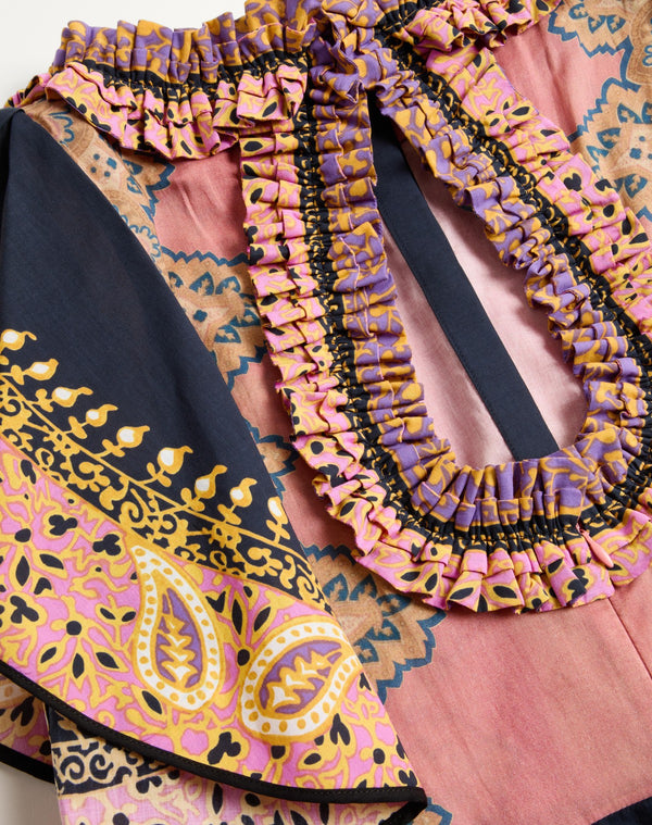 Abito Midi In Mussola Cotone Mix Stampe  