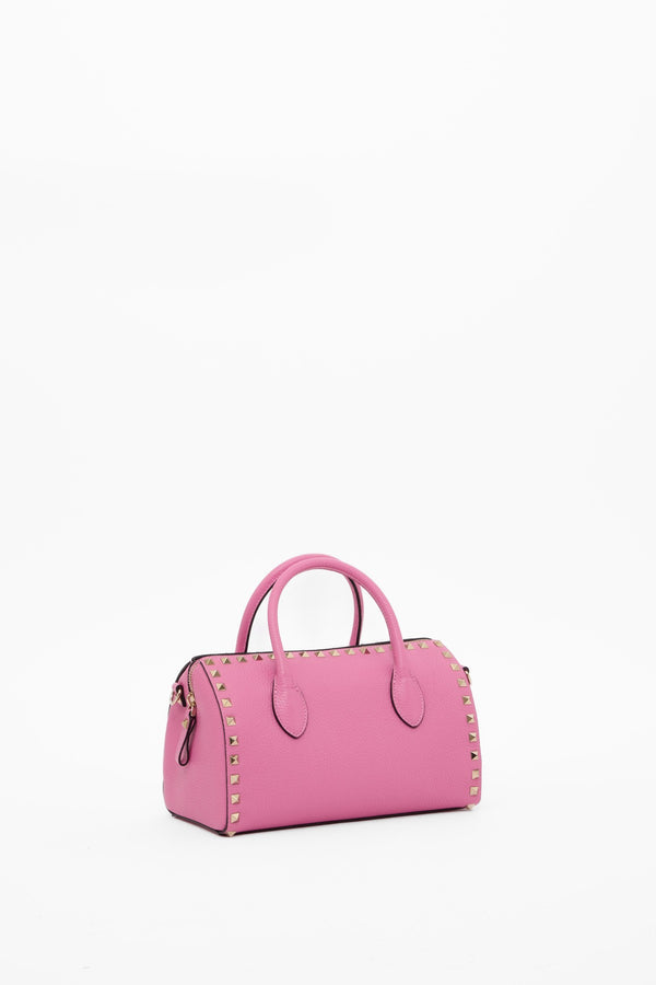 BORSA A MANO ROCKSTUD IN VITELLO GRANATO