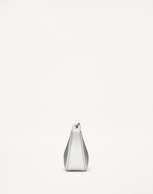 Mini Hobo Vlogo Moon Bag In Vitello Granato Metallizzato Con Catena