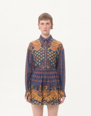 Camicia In Lino Paisley Medaglioni Voyage Imaginaire 