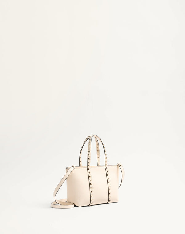 Borsa Shopping Piccola Valentino Garavani Rockstud In Vitello Granato