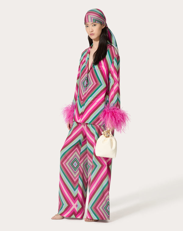 Pantaloni In Crepe De Chine Valentino Rhombus 75 