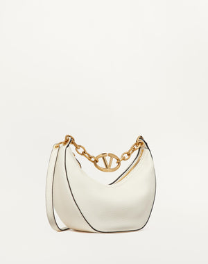 Hobo Piccola Vlogo Moon Bag In Vitello Granato Con Catena