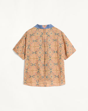 Camicia Da Bowling In Lino Con Stampa Voyage Imaginaire