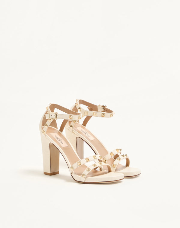 SANDALO ROCKSTUD IN VITELLO STAMPA ALCE 100MM