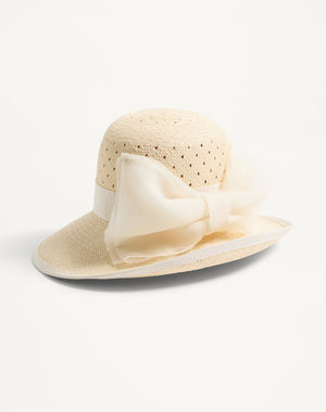 Cappello Vlogo Signature In Panama Traforato E Fiocco In Organza