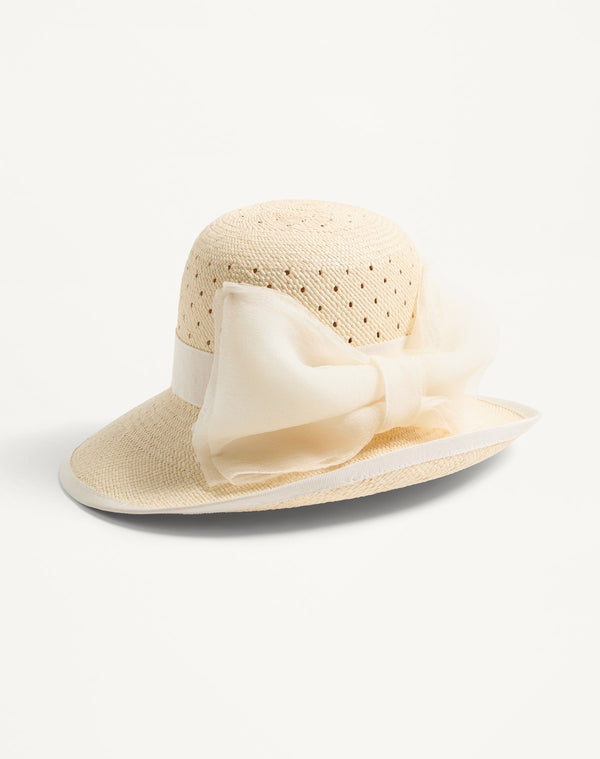 Cappello Vlogo Signature In Panama Traforato E Fiocco In Organza