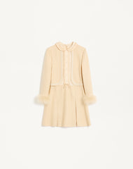 Abito Corto In Rustic Silk Con Piume