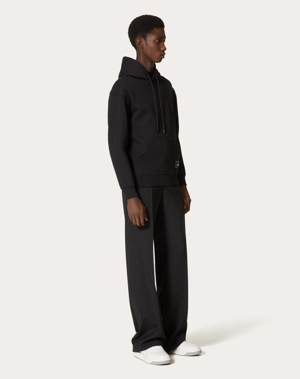 Felpa In Cotone Tecnico Con Cappuccio E Etichetta Sartoriale Maison Valentino