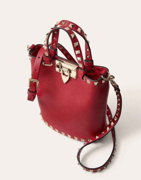 Pouch Con Tracolla Rockstud In Vitello Granato