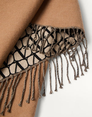 Poncho Double Toile Iconographe In Lana, Seta E Cachemire 