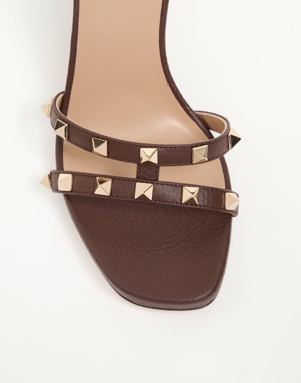 SANDALO ROCKSTUD IN VITELLO STAMPA ALCE 100MM