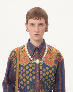 Camicia In Lino Paisley Medaglioni Voyage Imaginaire 