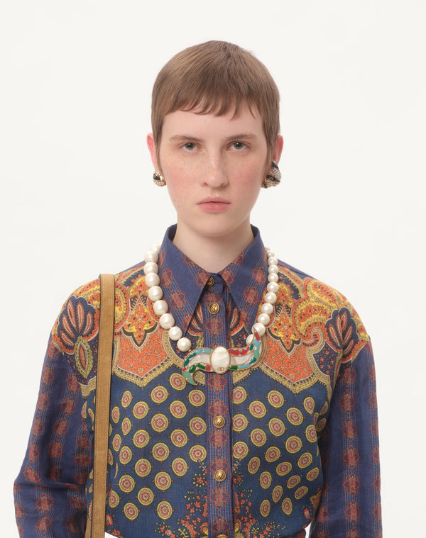 Camicia In Lino Paisley Medaglioni Voyage Imaginaire 