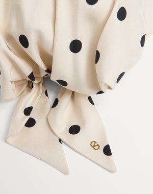 Turbante Foulard Con Treccia In Seta Con Stampa Pois 