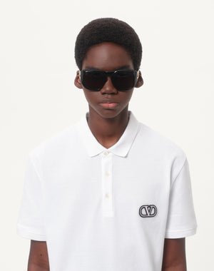 Polo In Piquet Di Cotone Con Patch Vlogo Signature