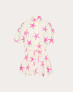 Abito Corto Chemisier In Cotton Popeline 
