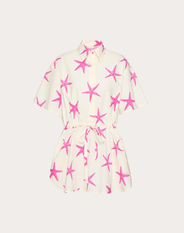 Abito Corto Chemisier In Cotton Popeline 