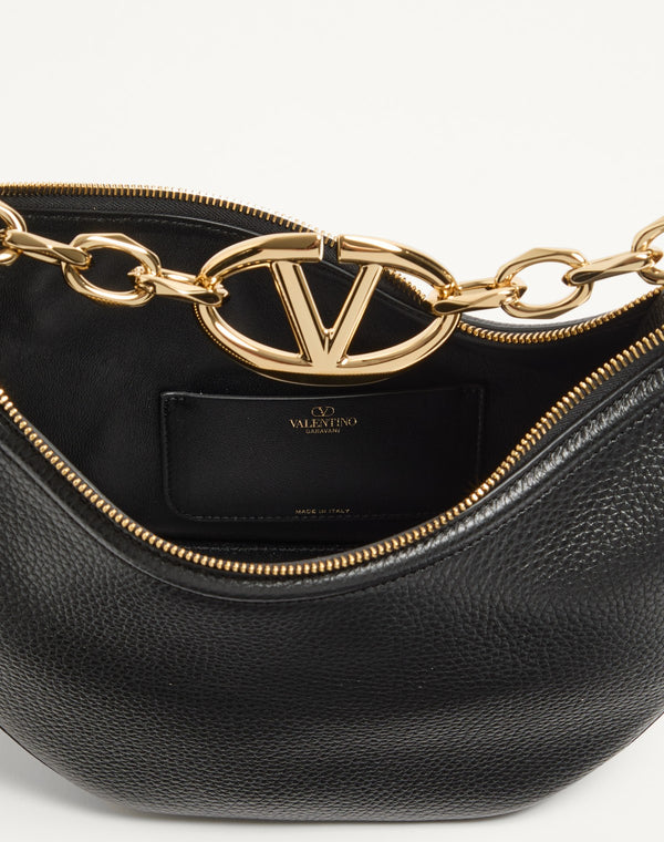 Hobo Piccola Vlogo Moon Bag In Vitello Granato Con Catena